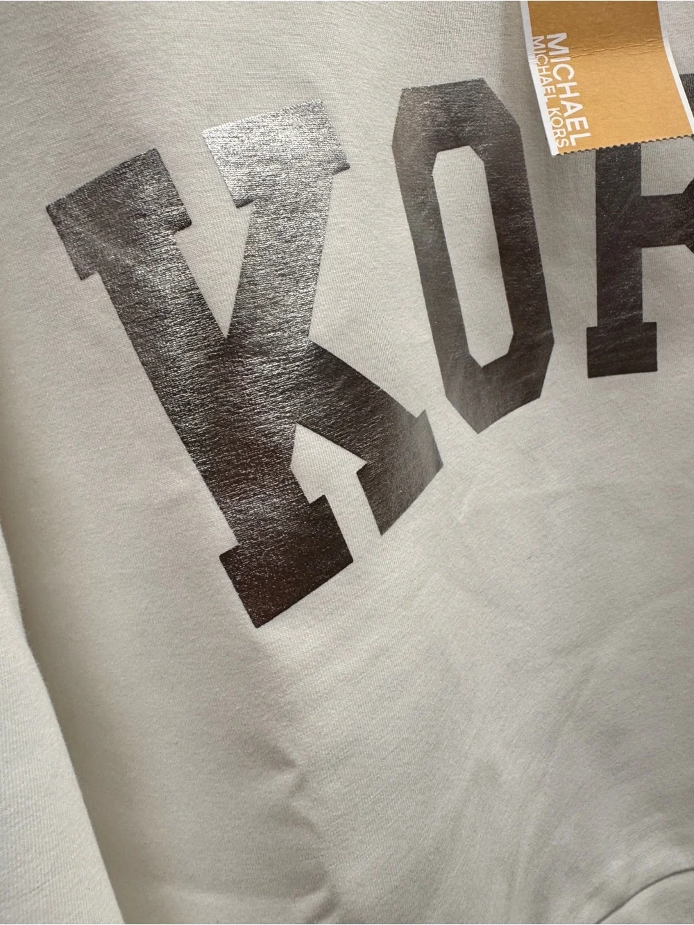 Michael Kors Cream Crewneck Sweater with Brown KORS Logo
